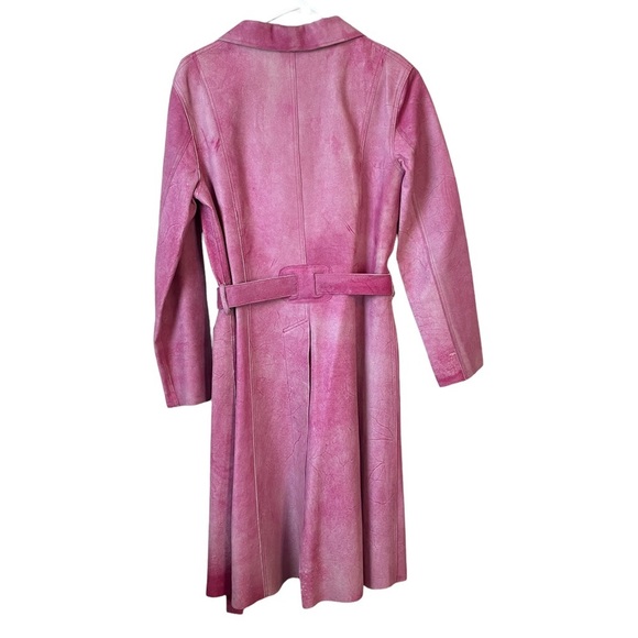 Sonirohn Y2K long line pink leather coat 42 made in Italy - Picture 5 of 10